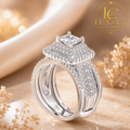 Ensemble de Bagues Moissanite 2 Pièces Femme Argent Sterling 925 Certifié Bagues de Fiançailles Mariage Luxe