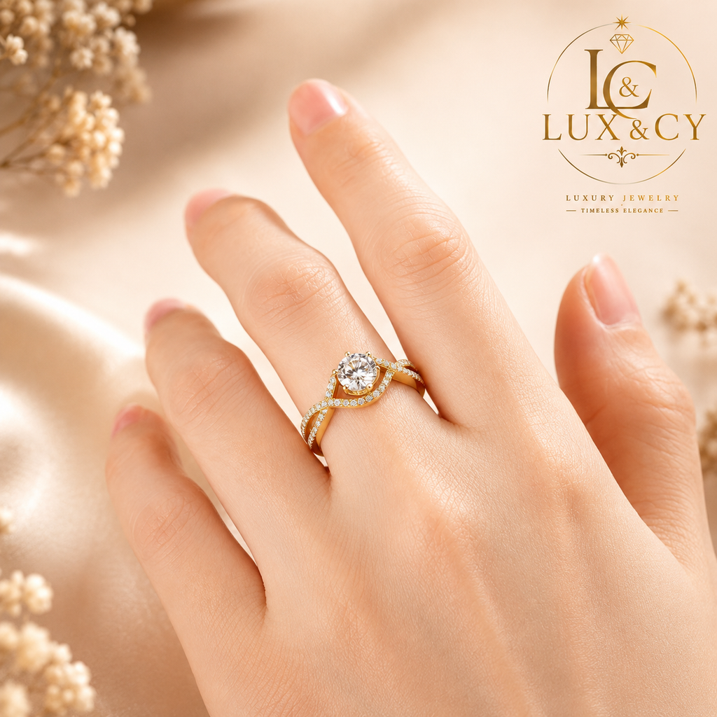 GRA Certified 1CT Moissanite Ring, 925 Sterling Silver 18K Gold Plated, Luxury Women's Engagement Ring