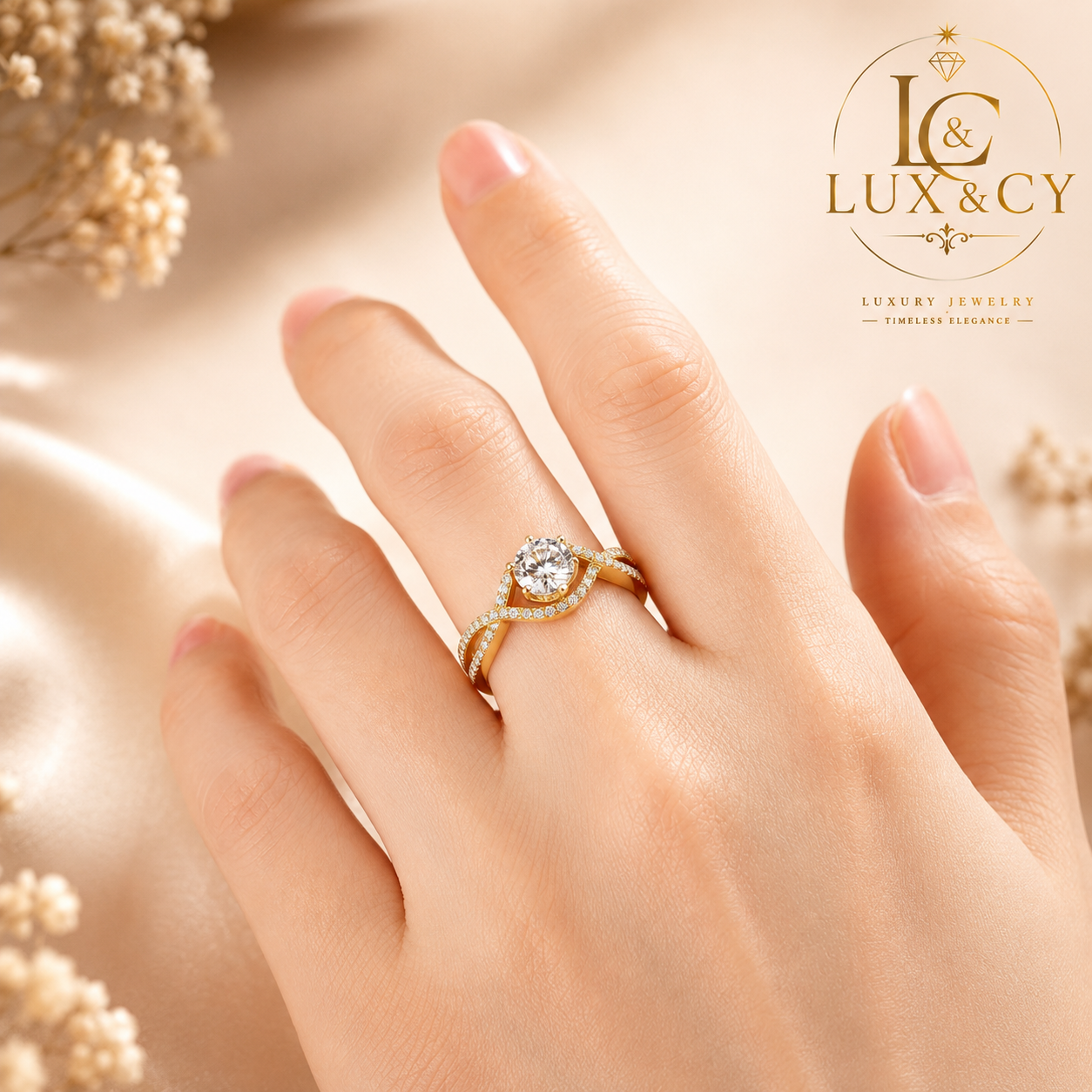 GRA Certified 1CT Moissanite Ring, 925 Sterling Silver 18K Gold Plated, Luxury Women's Engagement Ring