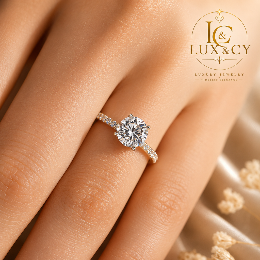 Bague Moissanite 2CT Femme, Argent Sterling 925 Plaqué Or 18K, Certifiée GRA, Bague Fiançailles Luxe