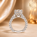 Bague de Fiançailles Moissanite 100% Authentique, Bague Solitaire Halo Argent 925, Bague Femme Luxe, Cadeau Mariage, Bijou Haut de Gamme