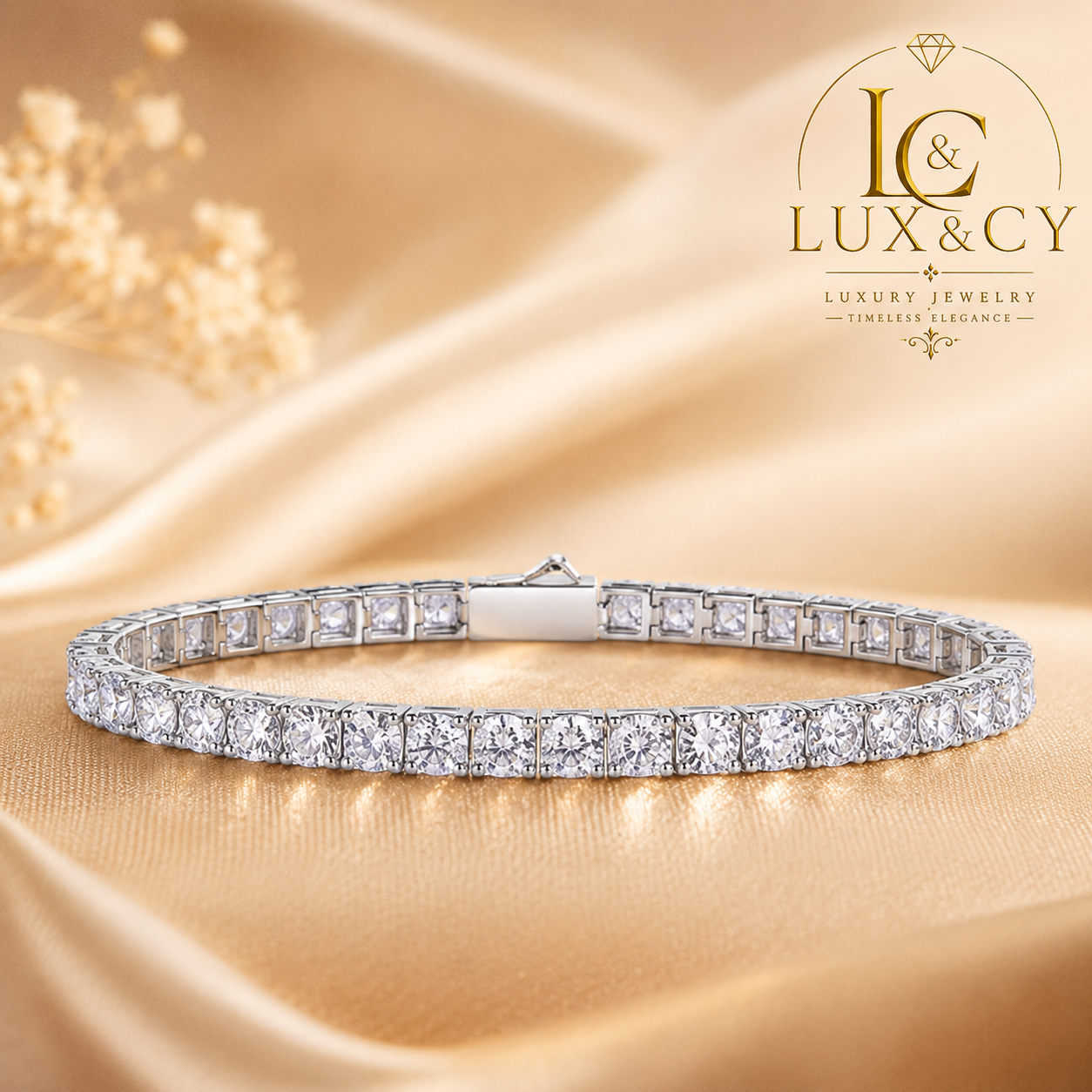 Moissanite Tennis Bracelet Sterling Silver 925 18K Gold Plated Unisex Women Men Luxury Certified
