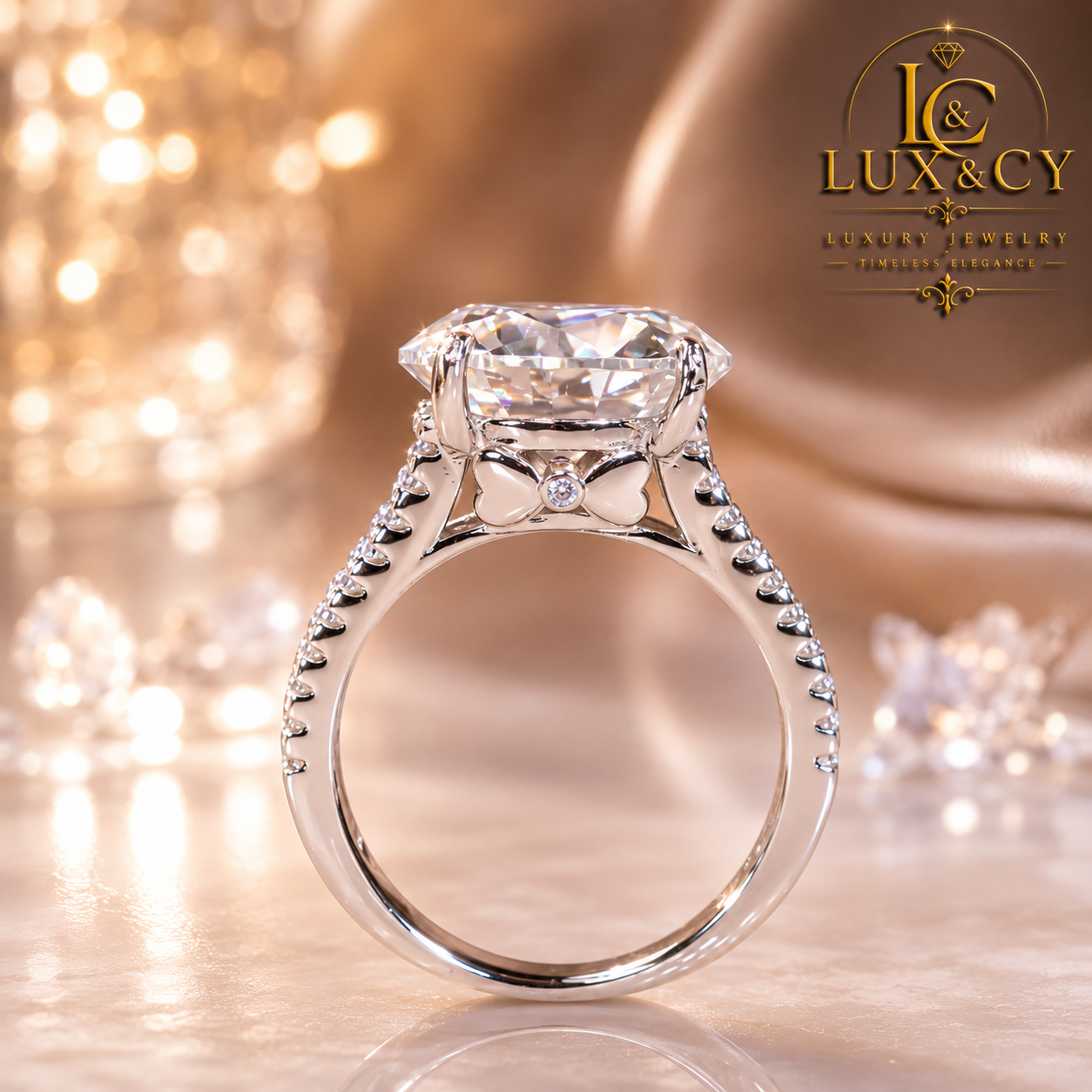 10CT Certified Moissanite Ring for Women, 925 Sterling Silver Platinum Plated, Luxury Engagement Ring, Round Brilliant Solitaire,