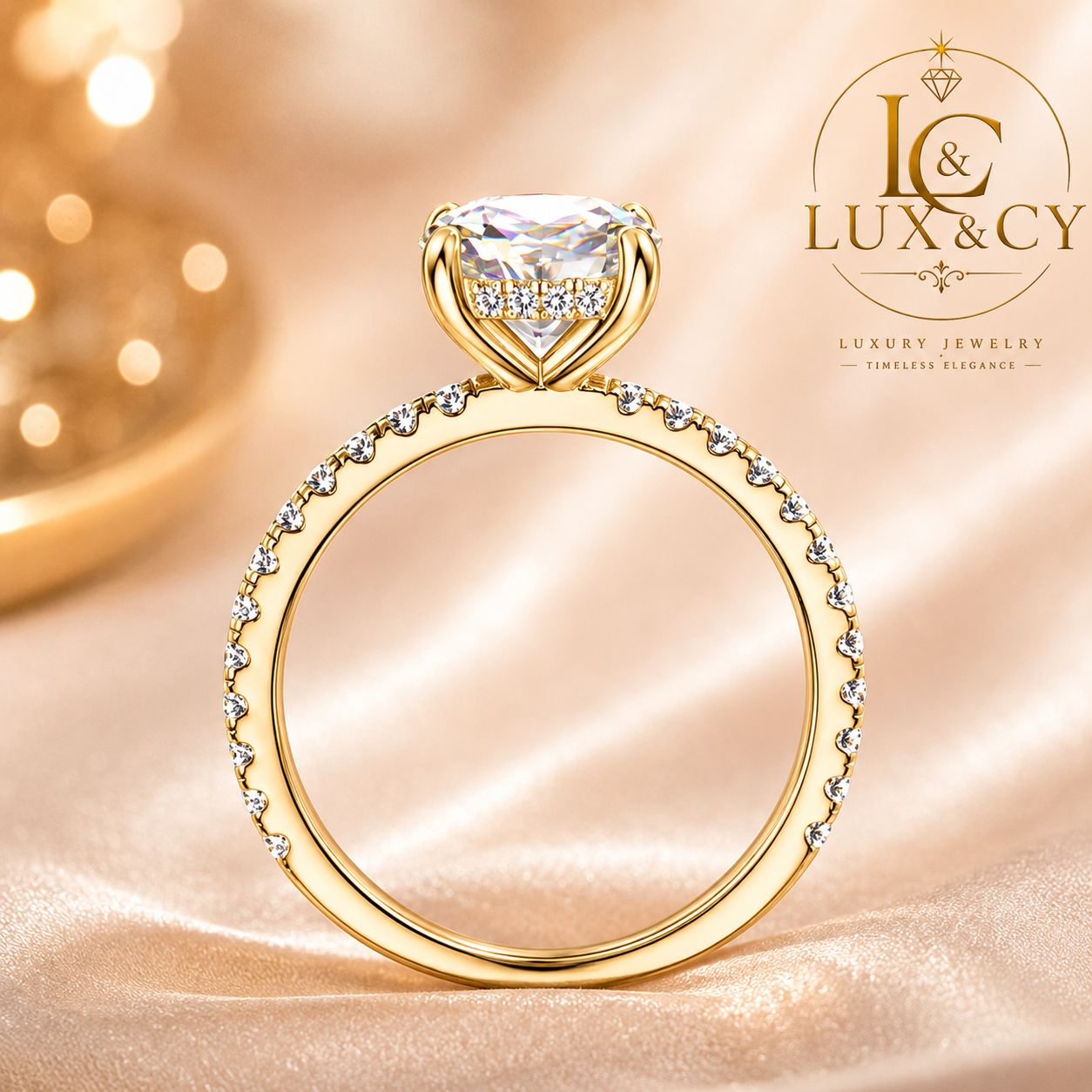 Bague Moissanite 2CT Femme, Argent Sterling 925 Plaqué Or 18K, Certifiée GRA, Bague Fiançailles Luxe