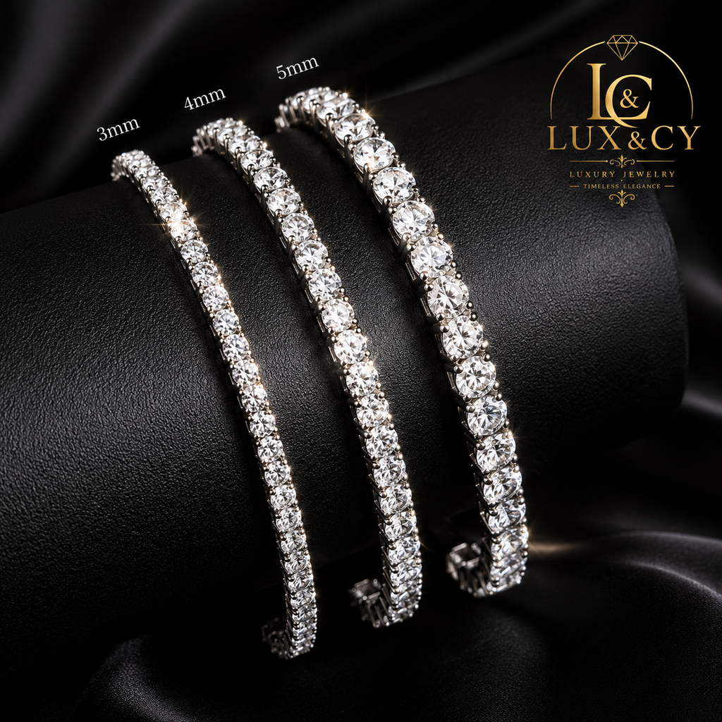 Moissanite Tennis Bracelet Sterling Silver 925 18K Gold Plated Unisex Women Men Luxury Certified