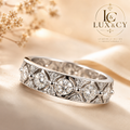 Eternity-Ring, voll besetzt mit 1,32 Karat Moissanit, zertifiziert (Farbe D), 925er Sterlingsilber, zeitloser Luxus-Ehering für Damen