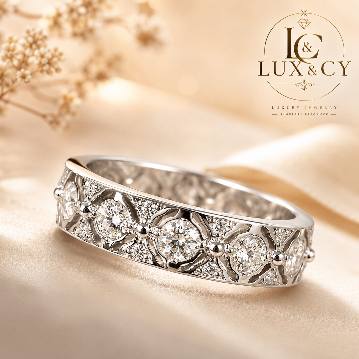 Eternity-Ring, voll besetzt mit 1,32 Karat Moissanit, zertifiziert (Farbe D), 925er Sterlingsilber, zeitloser Luxus-Ehering für Damen
