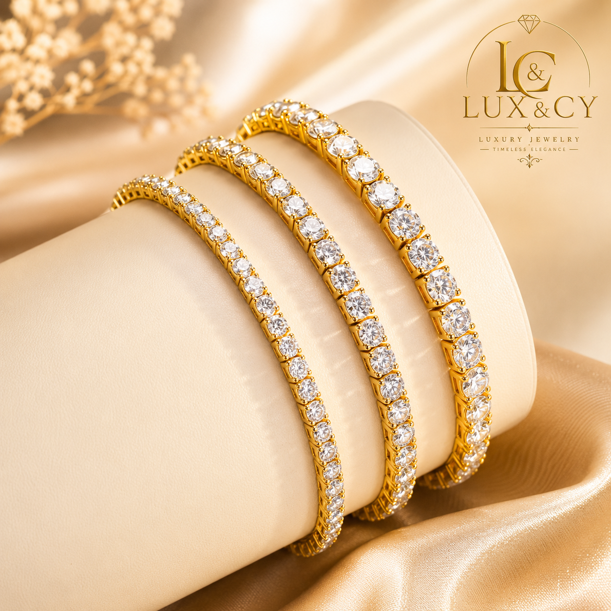 Moissanite Tennis Bracelet Sterling Silver 925 18K Gold Plated Unisex Women Men Luxury Certified