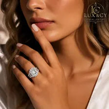 Ensemble Bagues Mariée Moissanite D VVS1, Coupe Émeraude Halo, Argent Sterling 925, Alliance Luxe 2 Pièces