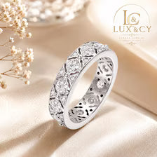Bague Éternité Full Moissanite 1,32 Ct Certifiée D, Argent Sterling 925, Alliance Femme Luxe Intemporelle
